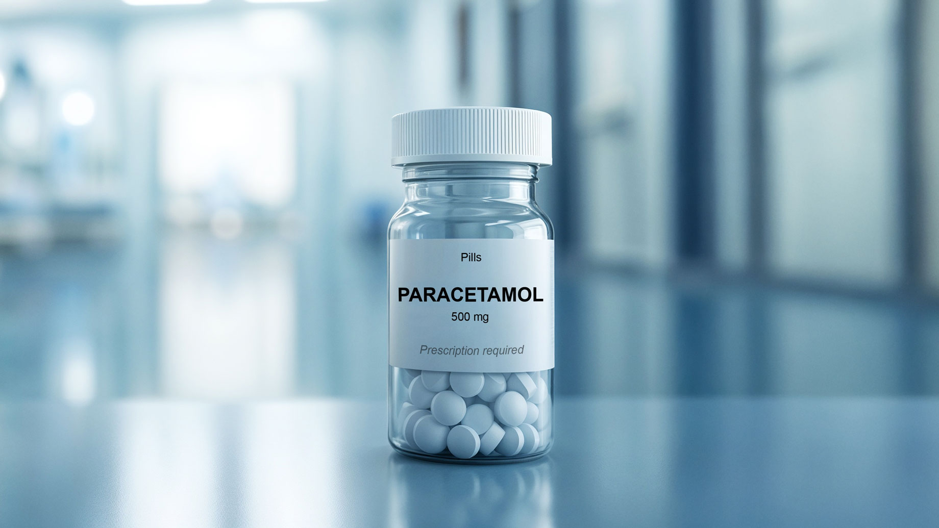 Szklana fiolka z paracetamolem